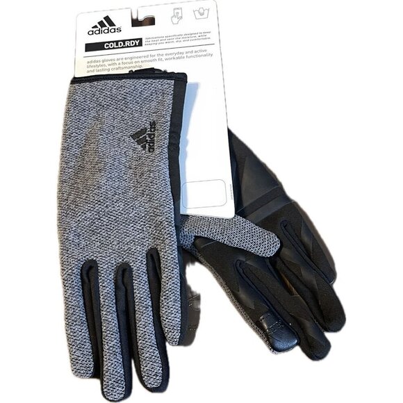 Adidas Women Small Logo Heather Gray-Black Cold Rdy Touch Screen Running Gloves - Picture 3 of 3